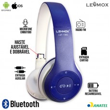 Fone Bluetooth LEF-1000 Lehmox - Azul Branco